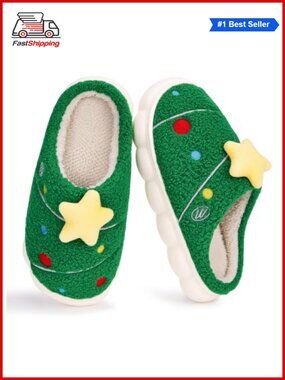 🎅 Fuzzy Memory Foam Slippers Women Men Christmas House Shoes Plush
